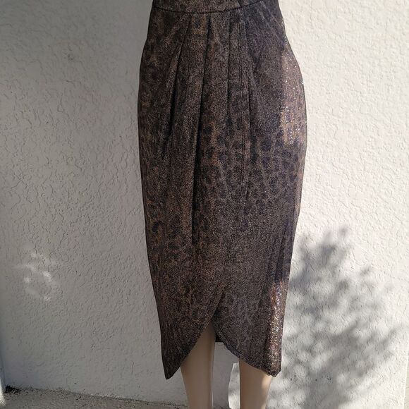 BRAND NEW ALEXA B GOLD ASYMMETRICAL WRAP MIDI DRESS - Picture 4 of 12